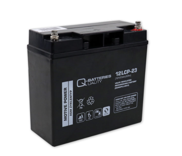 Akku 12 Volt 23 AhQ-Batteries  Zyklentyp AGM - Schraubanschluss M5